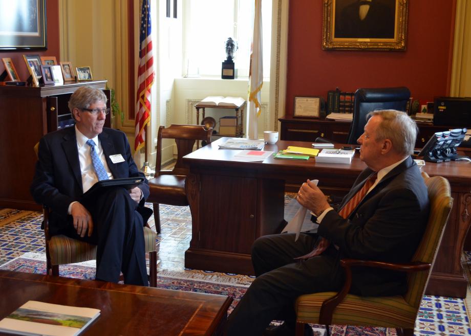 U.S. Senator Dick Durbin (D-IL) meets with the Mayor of Normal, Chris Koos