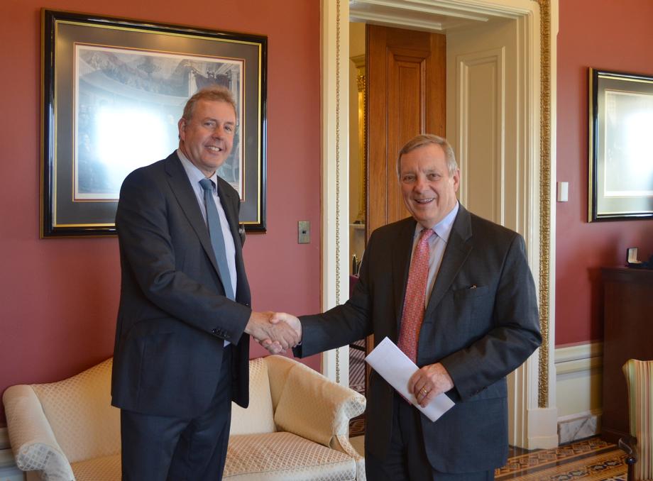 April 13th - Senator Durbin and the new British Ambassador to the U.S., Sir Kim Darroch, discussed the strong partnership between the U.S. and the U.K.