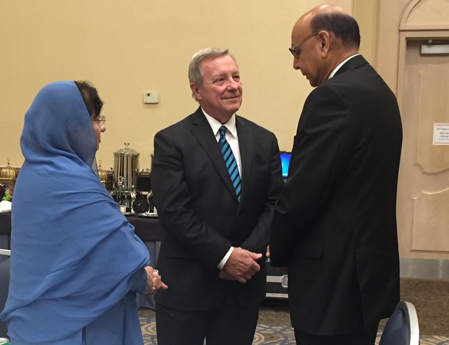 September 2, 2016 – Senator Durbin met Khizr and Ghazala Khan at the 53rd annual Islamic Society of North America convention in Rosemont