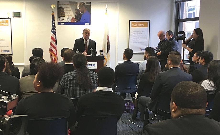 January 12, 2018 - Senator Durbin addressed a group of Year Up Chicago participants