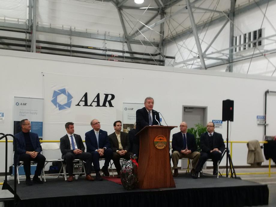 December 12, 2016 – Senator Durbin spoke at the opening of Chicago Rockford International Airport’s new AAR Aircraft Services facility.