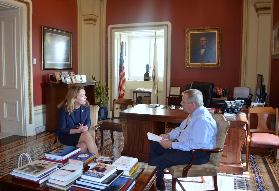 U.S. Senator Dick Durbin (D-IL) met with CEO of the Millennium Challenge Corporation, Dana Hyde, to discuss her recent confirmation to the position.