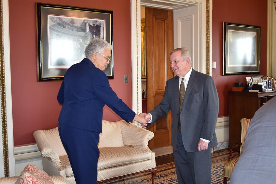 DURBIN MEETS WITH PRESIDENT PRECKWINKLE, COOK COUNTY HEALTH LEADERSHIP