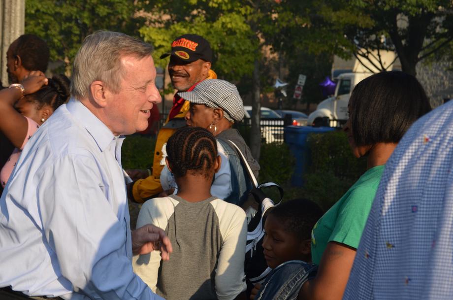 August 25, 2017 – Senator Dick Durbin participated in a Summer Block Party and Book Bag Giveaway at St. Sabina Parish in Chicago.