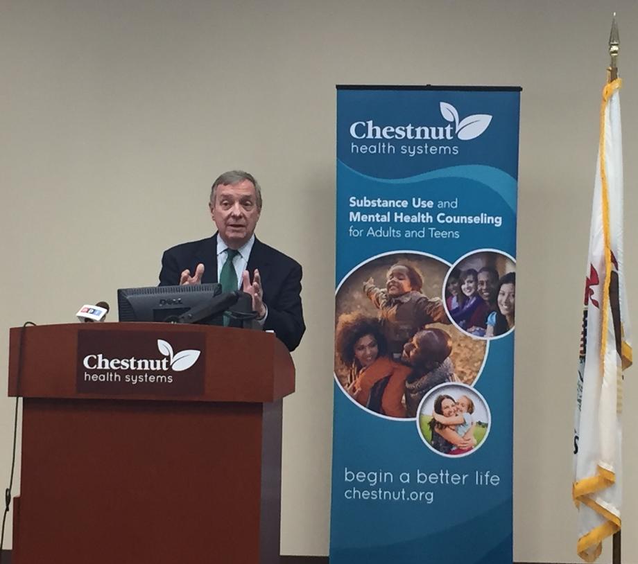 August 16, 2017 – During National Health Center Week, Senator Durbin spoke at Chestnut Health Systems in Normal about the critical role community health centers play in the lives of the 1.3 million Illinois residents who rely on them for primary care.