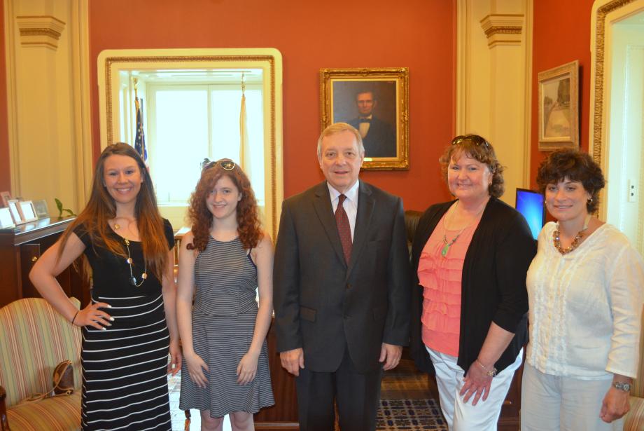 U.S. Senator Dick Durbin (D - IL) met with Maureen Leuba and Theresa Grzenia to talk about the National Marrow Donor Program.