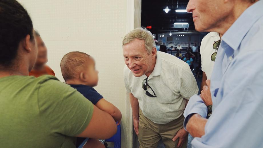 Durbin Meets With Migrant Children And Families At Catholic Charities in McAllen Texas