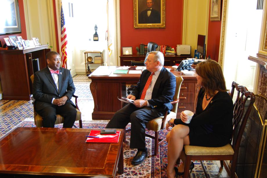 U.S. Senator Dick Durbin (D-IL) and Rep. Cheri Bustos (D-IL) met with Bureau of Prisons Director Charles Samuels today for an update on Thomson Prison. 