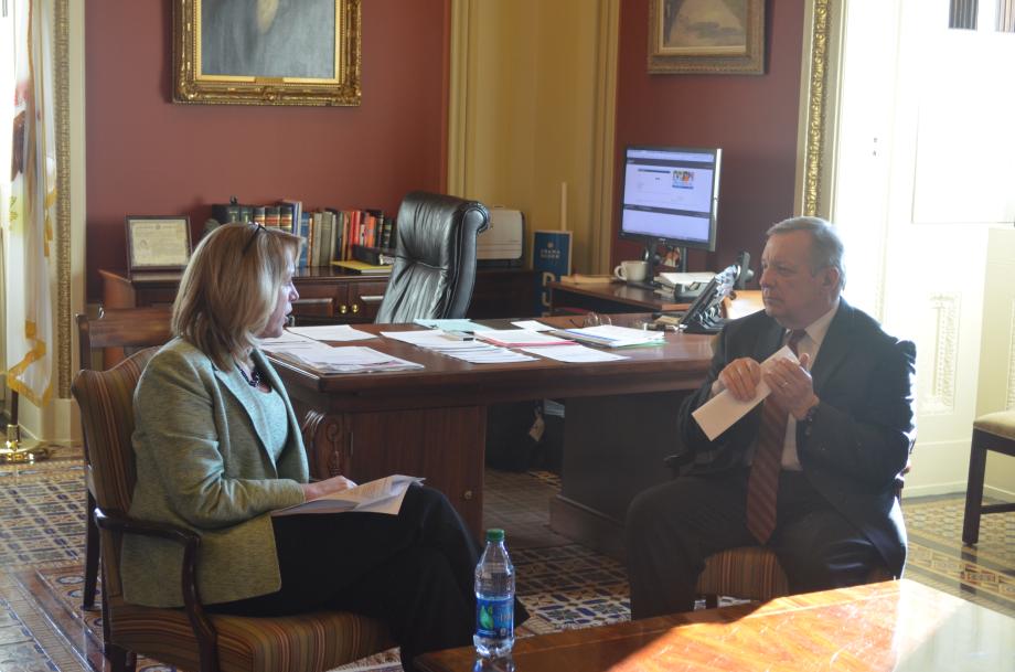 U.S. Senator Dick Durbin (D-IL) met with Secretary of the Air Force Deborah James to discuss 2015 defense priorities and Scott Air Force Base. 