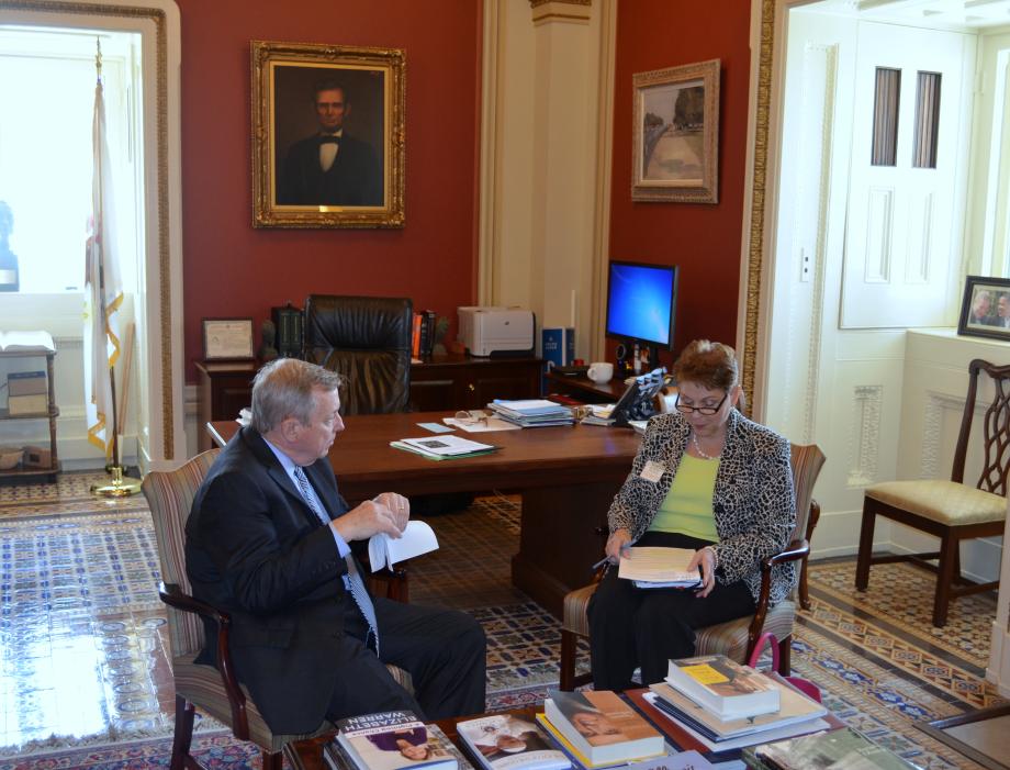 U.S. Senator Dick Durbin (D-IL) met with Acting Undersecretary of Defense for Personnel and Readiness Jessica Wright to discuss enlistment policies and military readiness issues.
