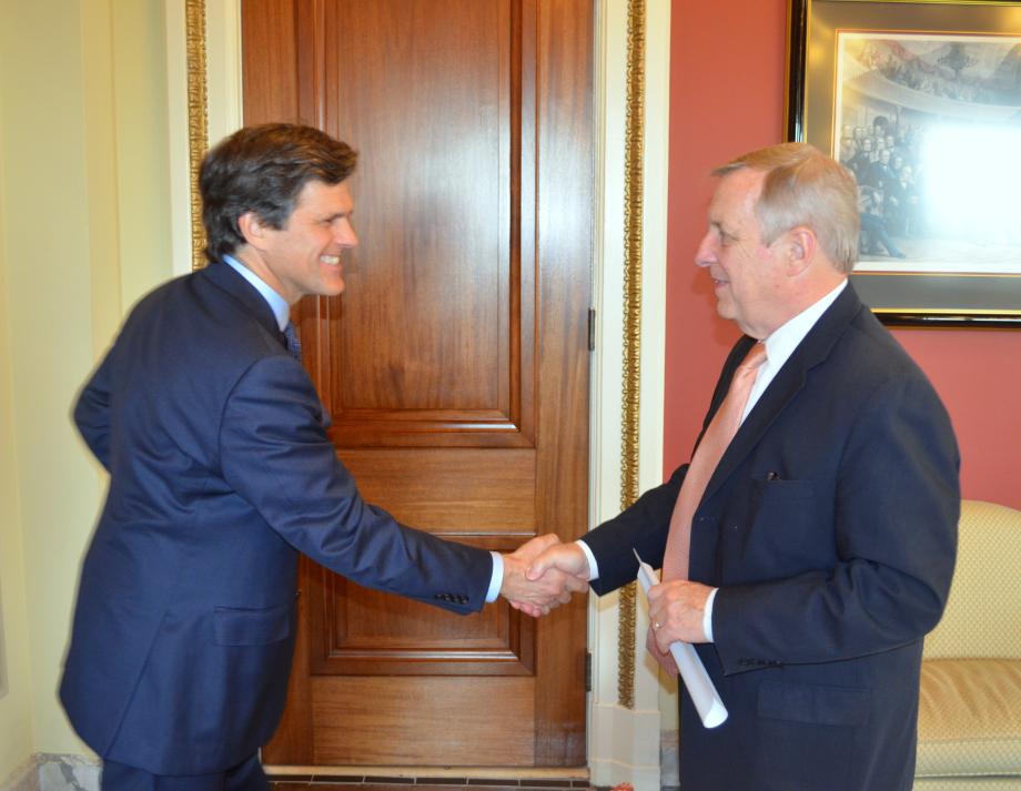 U.S. Senator Dick Durbin (D-IL) met with Special Olympics Chairman Tim Shriver.