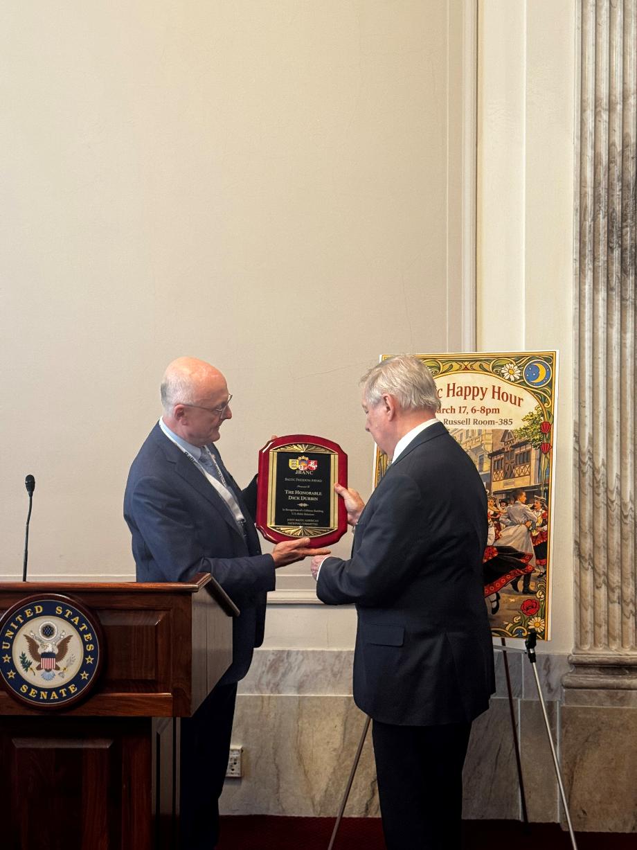 DURBIN RECEIVES JOINT BALTIC AMERICAN NATIONAL COMMITTEE’S BALTIC FREEDOM AWARD