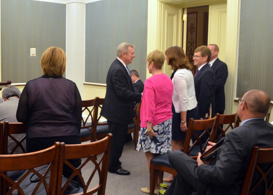 U.S. Senator Dick Durbin (D-IL) met today with members of the Springfield Chamber of Commerce