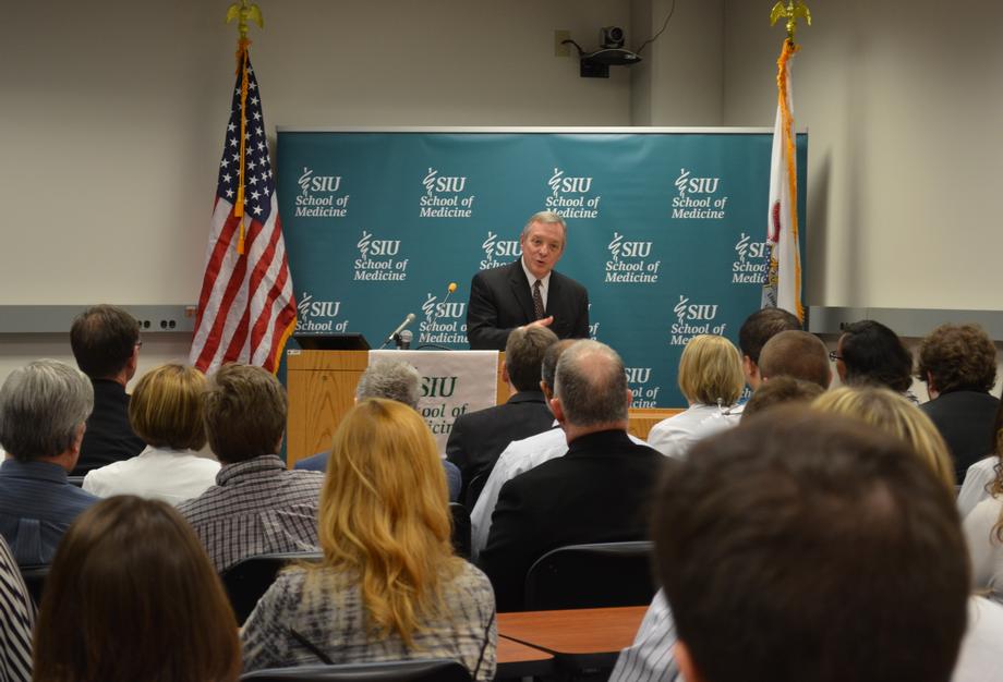 January 8, 2016 – I spoke to researchers at SIU School of Medicine in Springfield about the importance of steady funding for medical research.