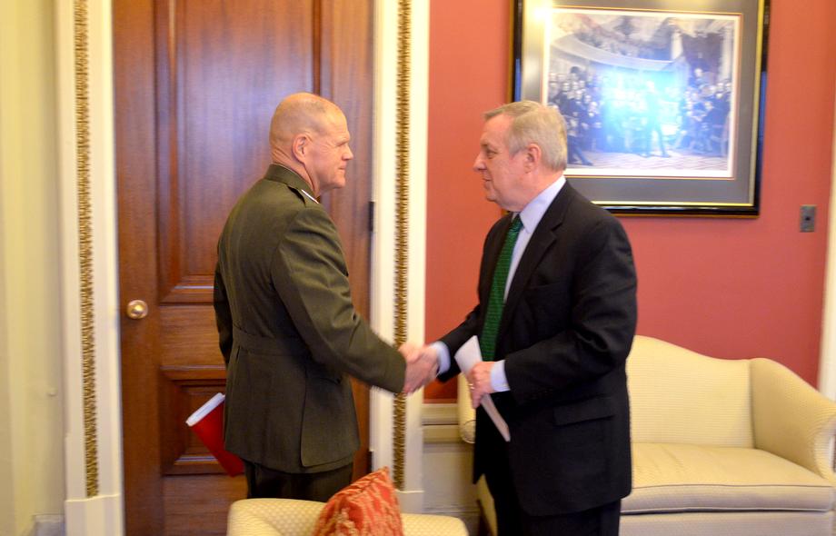 January 20, 2016 - Recently confirmed U.S. Marine Corps Commandant, General Robert Neller, and I met to discuss military priorities and tobacco use.