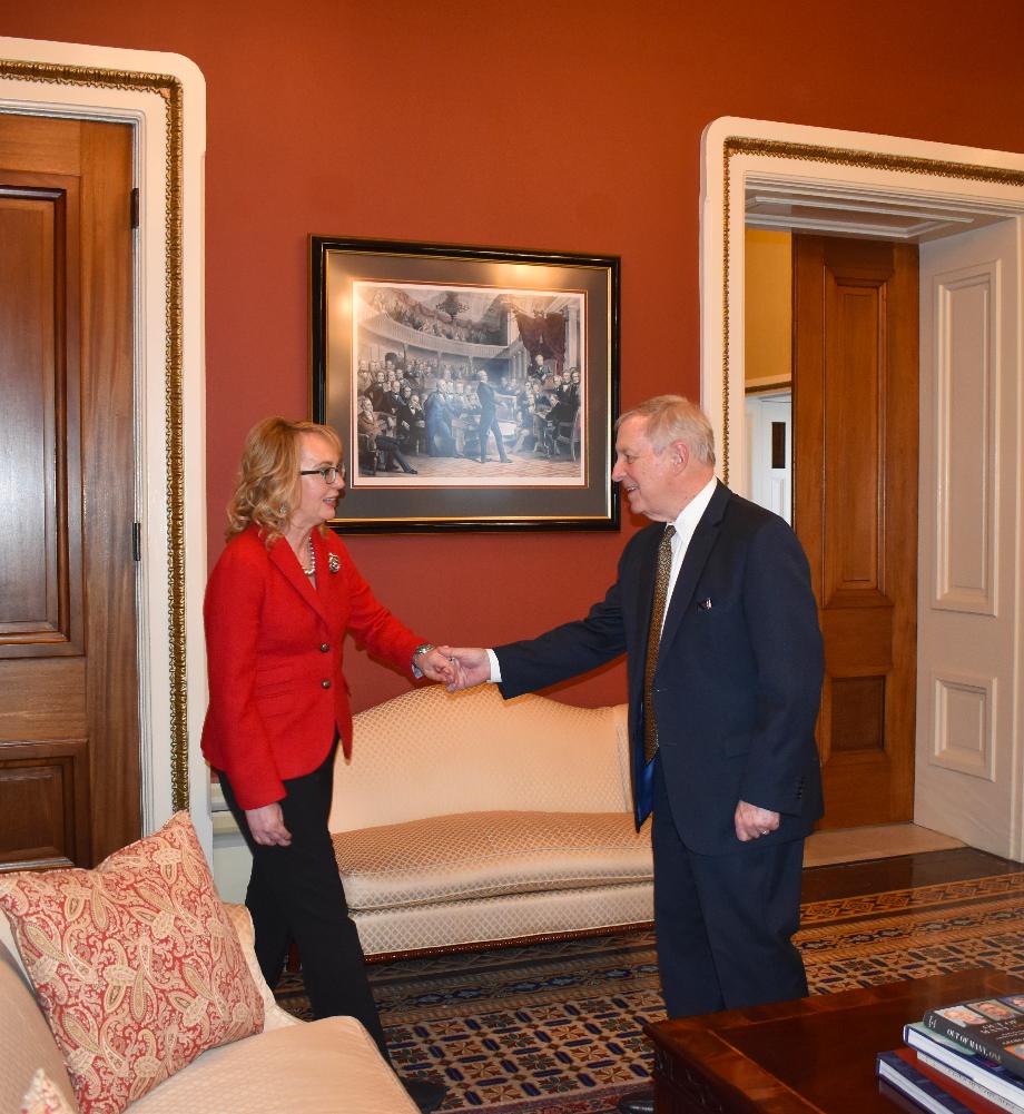 DURBIN DISCUSSES REDUCING GUN VIOLENCE WITH FORMER REP. GABBY GIFFORDS