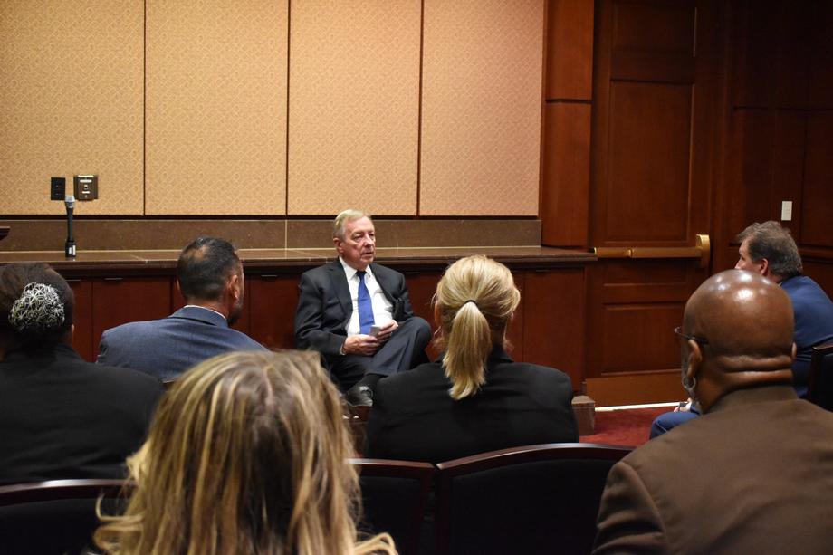 DURBIN TALKS RETIREMENT BENEFITS WITH ILLINOIS ASSOCIATION OF LETTER CARRIERS