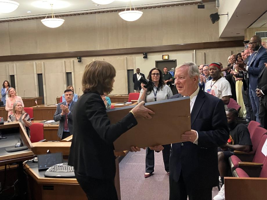 DURBIN HONORED BY LAKE COUNTY BOARD OF DIRECTORS WITH RESOLUTION RECOGNIZING HIS DECADES OF SERVICE TO ILLINOIS