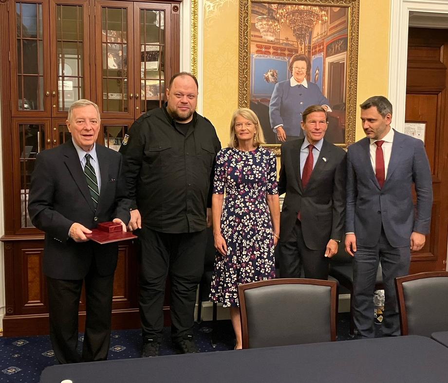 Sen. Durbin meets Ruslan Stefanchuk, Ukraine Speaker of Parliament with Senate Ukraine Caucus