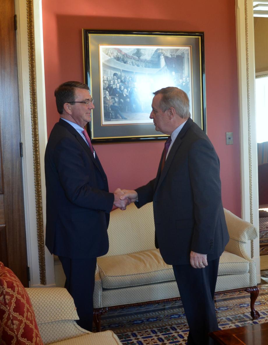 U.S. Senator Dick Durbin (D-IL) meets with Dr. Ashton Carter, the nominee to be the next Secretary of Defense. 